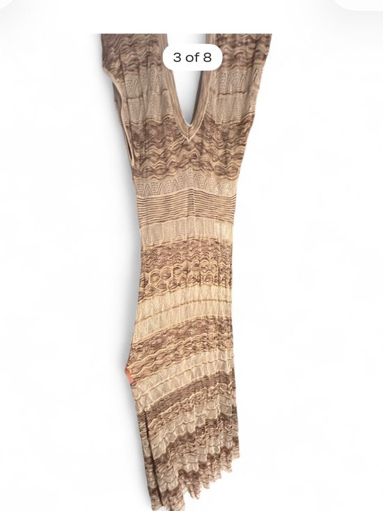 bebe Dresses & Skirts - Bebe Wave Knit Crochet Maxi Dress M Neutral